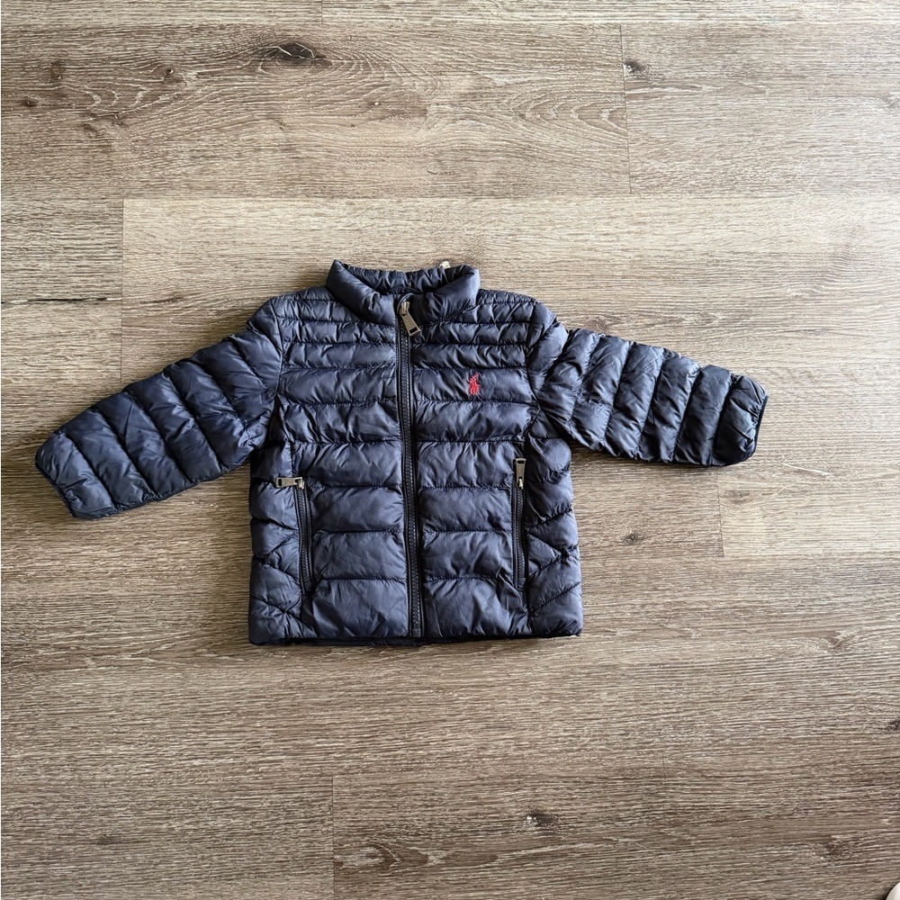 Ralph Lauren Navy Puffer Jacket with Red Logo